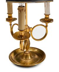 Three Gilt Metal Bouillotte Lamps with Tôle Shades