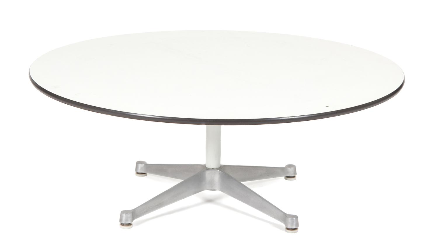 A Circular Formica and Chrome Coffee Table, Charles & Ray Eames for Herman Miller Height 16 x diameter 44 inches. — 20TH CENTURY
