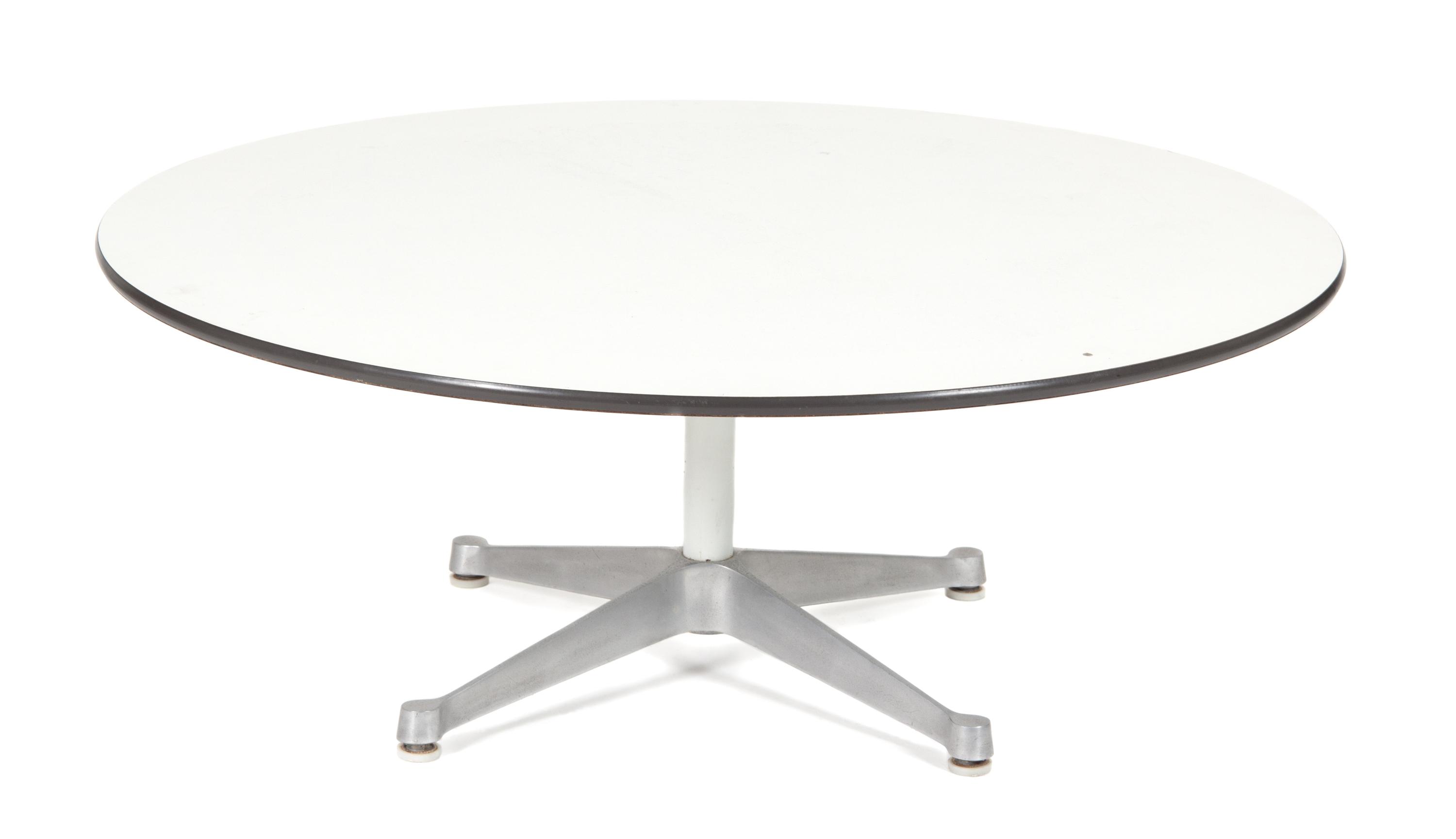 A Circular Formica and Chrome Coffee Table, Charles & Ray Eames for Herman Miller Height 16 x diameter 44 inches. — 20TH CENTURY