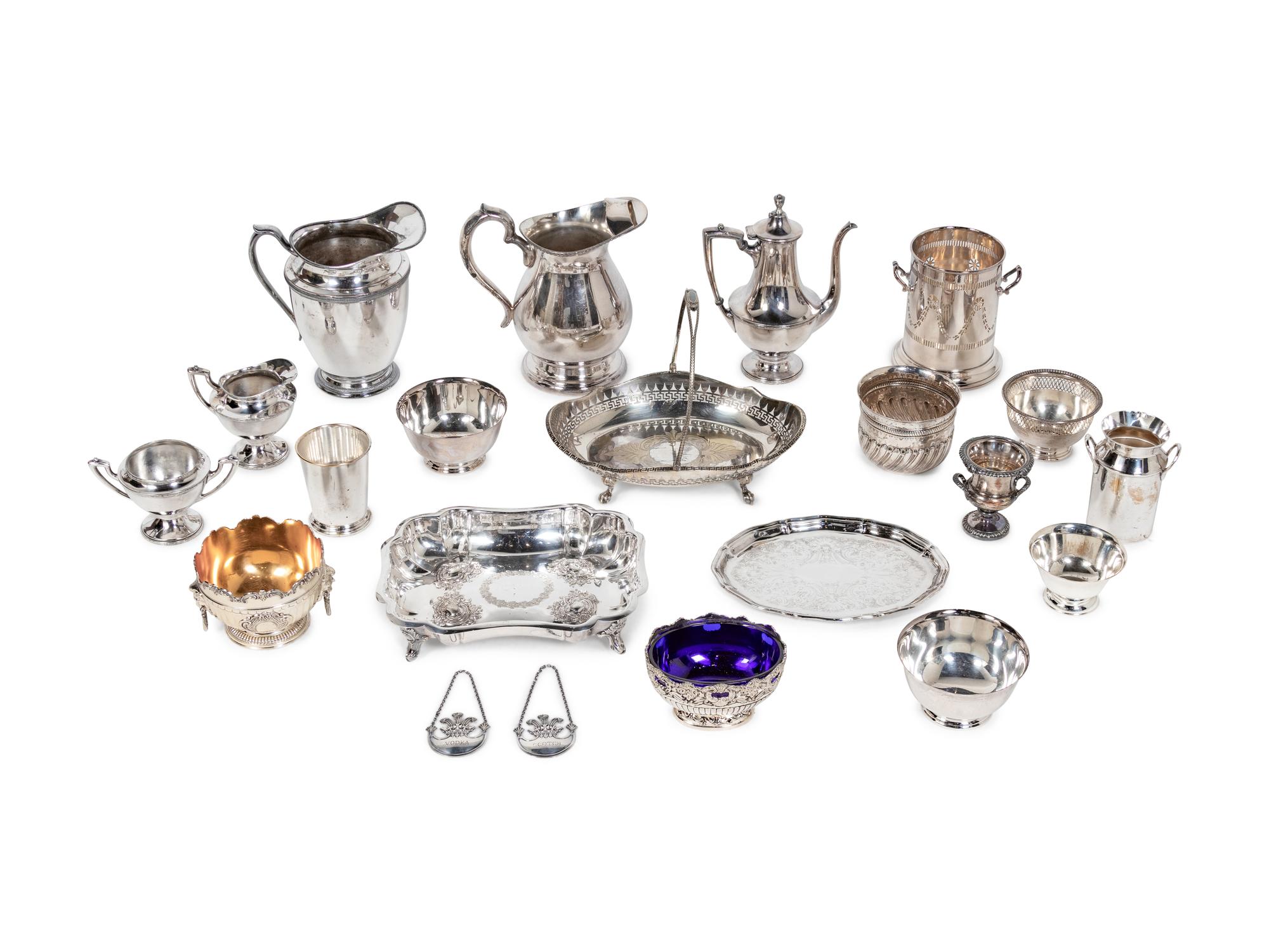 A Collection of Twenty-Two Silver-Plate Articles