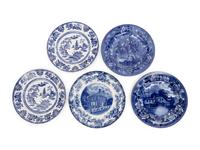 Five English Transfer Decorated Plates