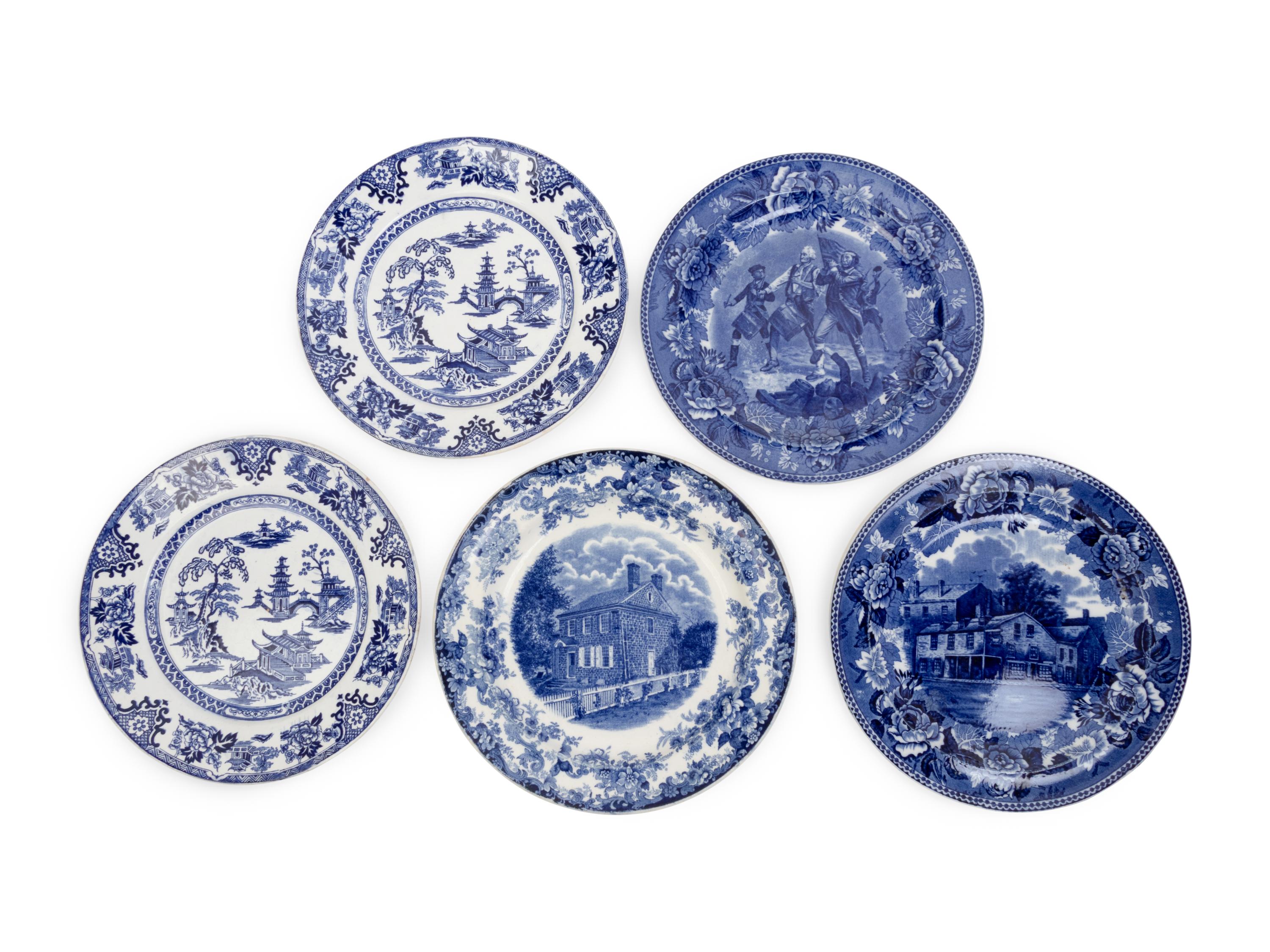 Five English Transfer Decorated Plates