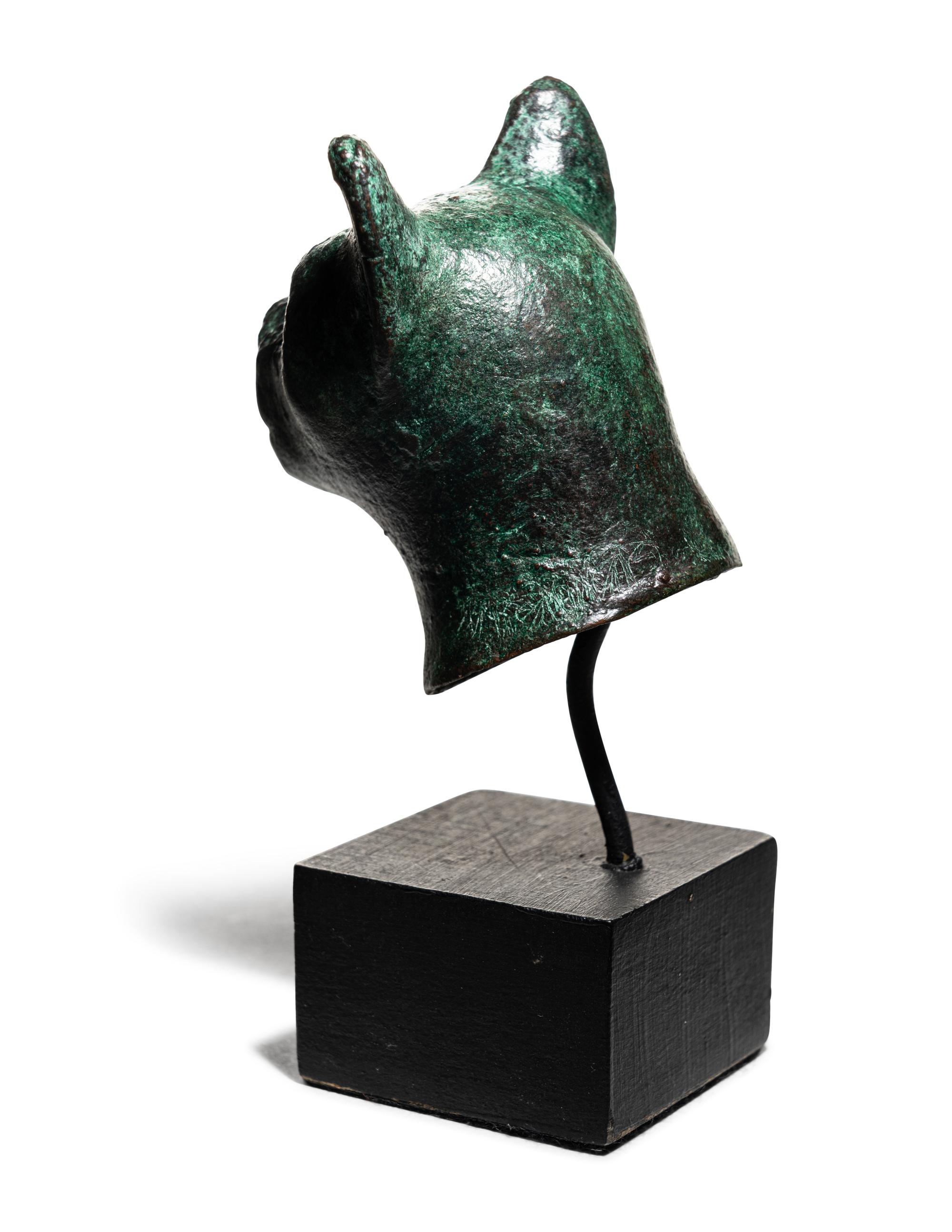 An Egyptian Bronze Cat Head