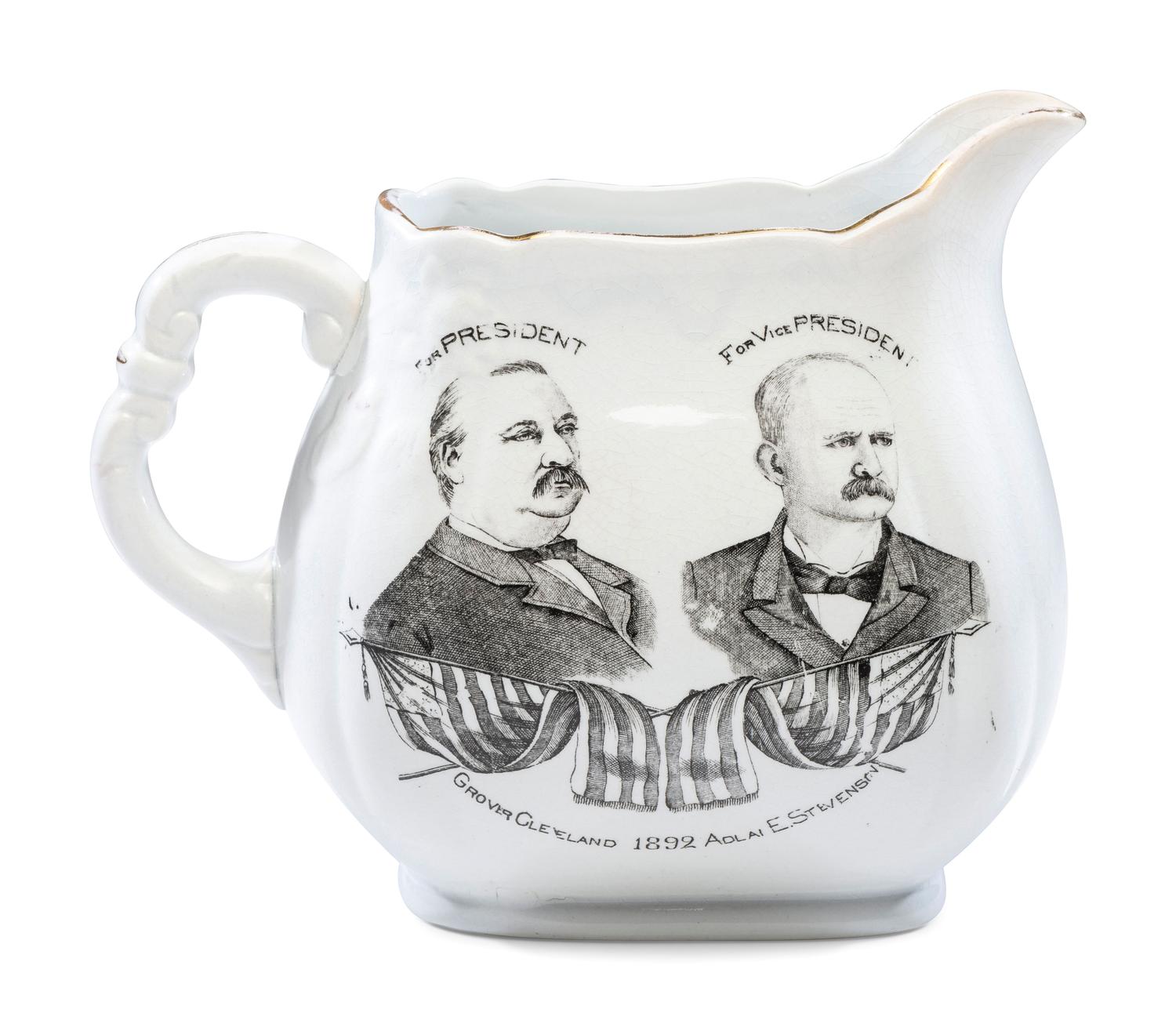 A 'Cleveland and Stevenson' Porcelain Jugate Campaign Pitcher