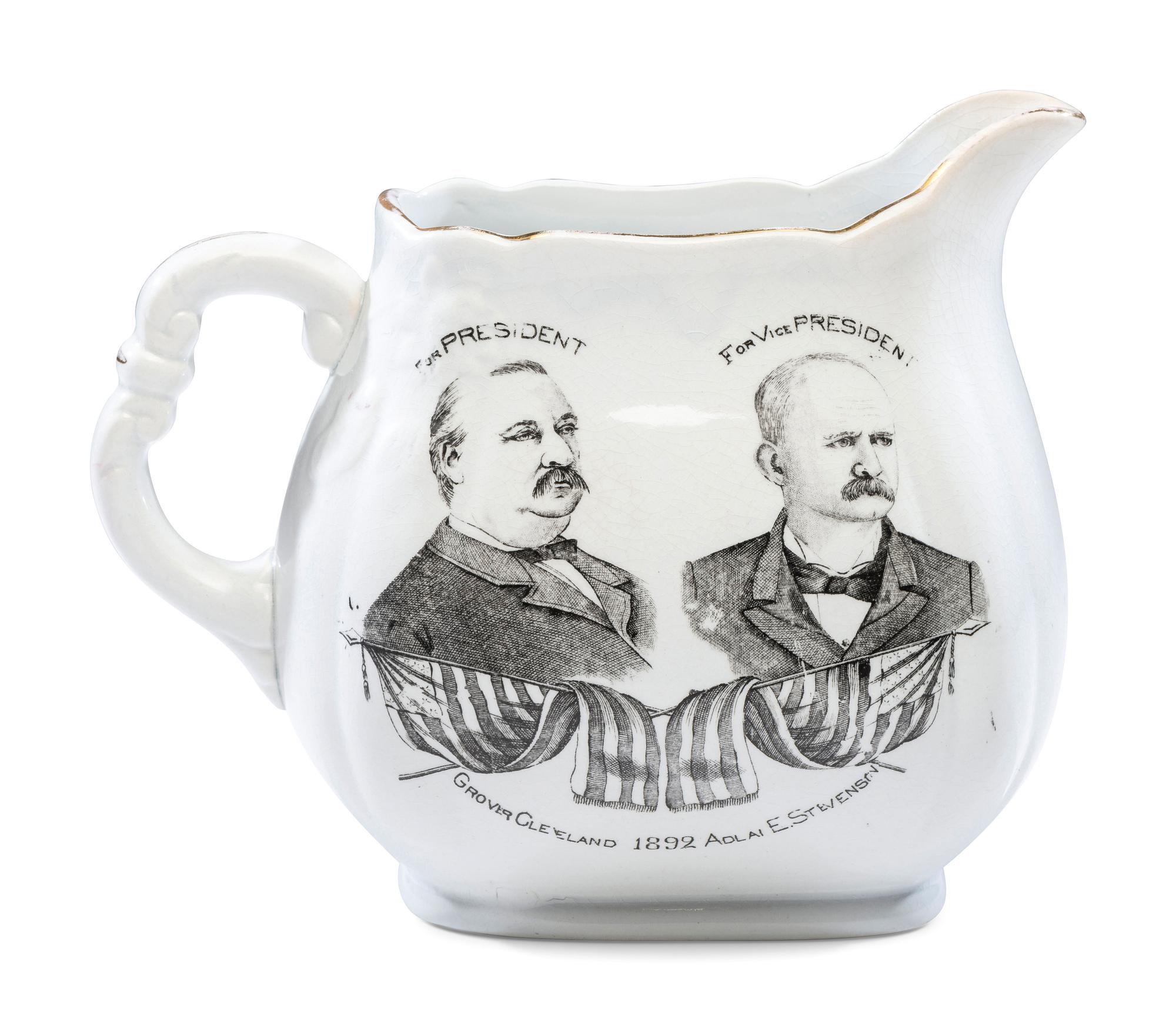A 'Cleveland and Stevenson' Porcelain Jugate Campaign Pitcher