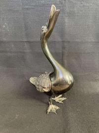 A patinated bronze goose-form incense burner 铜加漆鹅形香炉一件 Late 18th to 19th century ???????????