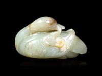 Four Chinese Celadon Jade Carvings of Birds
