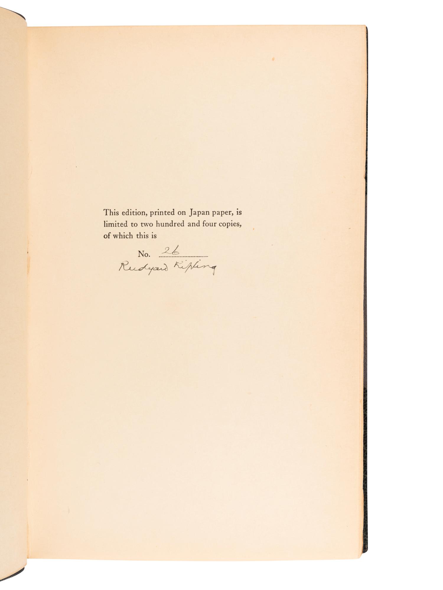 KIPLING, Rudyard (1865-1936). Limits and Renewals. New York: Charles Scribner's Sons,1932.