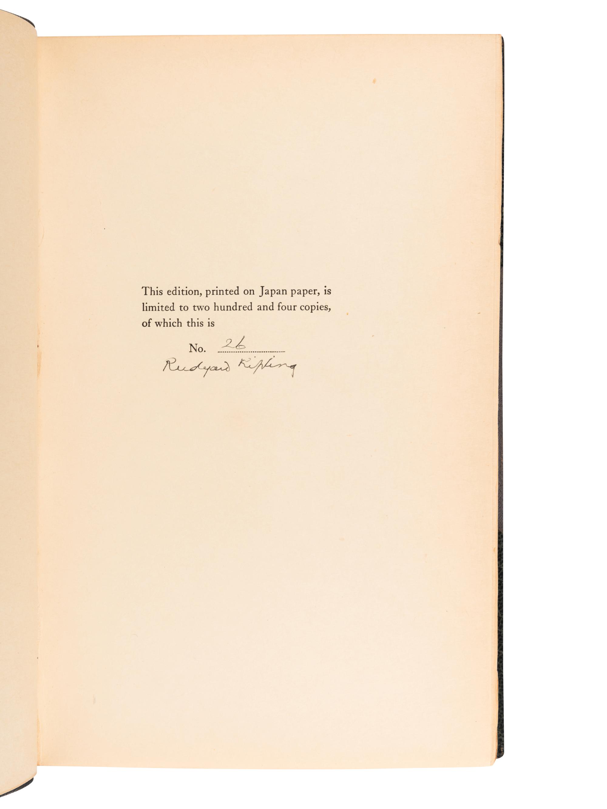 KIPLING, Rudyard (1865-1936). Limits and Renewals. New York: Charles Scribner's Sons,1932.