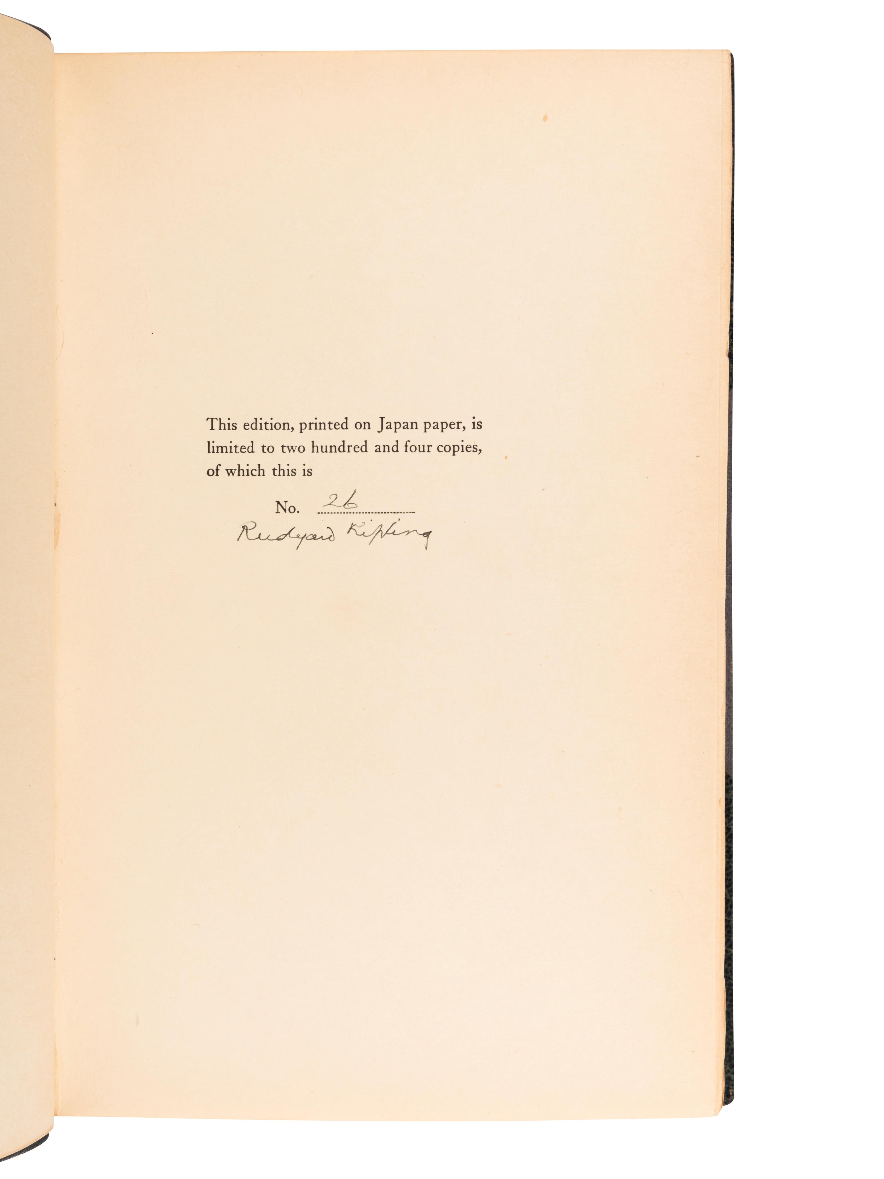 KIPLING, Rudyard (1865-1936). Limits and Renewals. New York: Charles Scribner's Sons,1932.