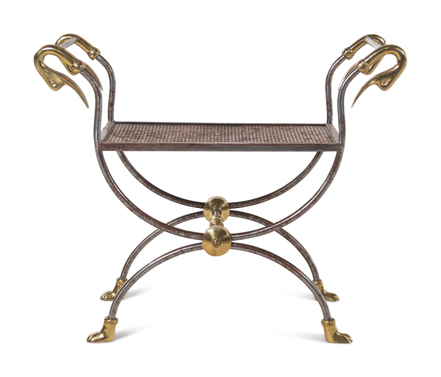A French Steel and Brass Stool