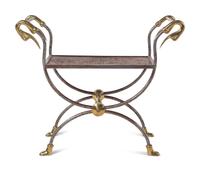 A French Steel and Brass Stool