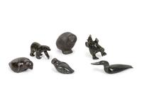 Six Inuit Soapstone Animal Carvings