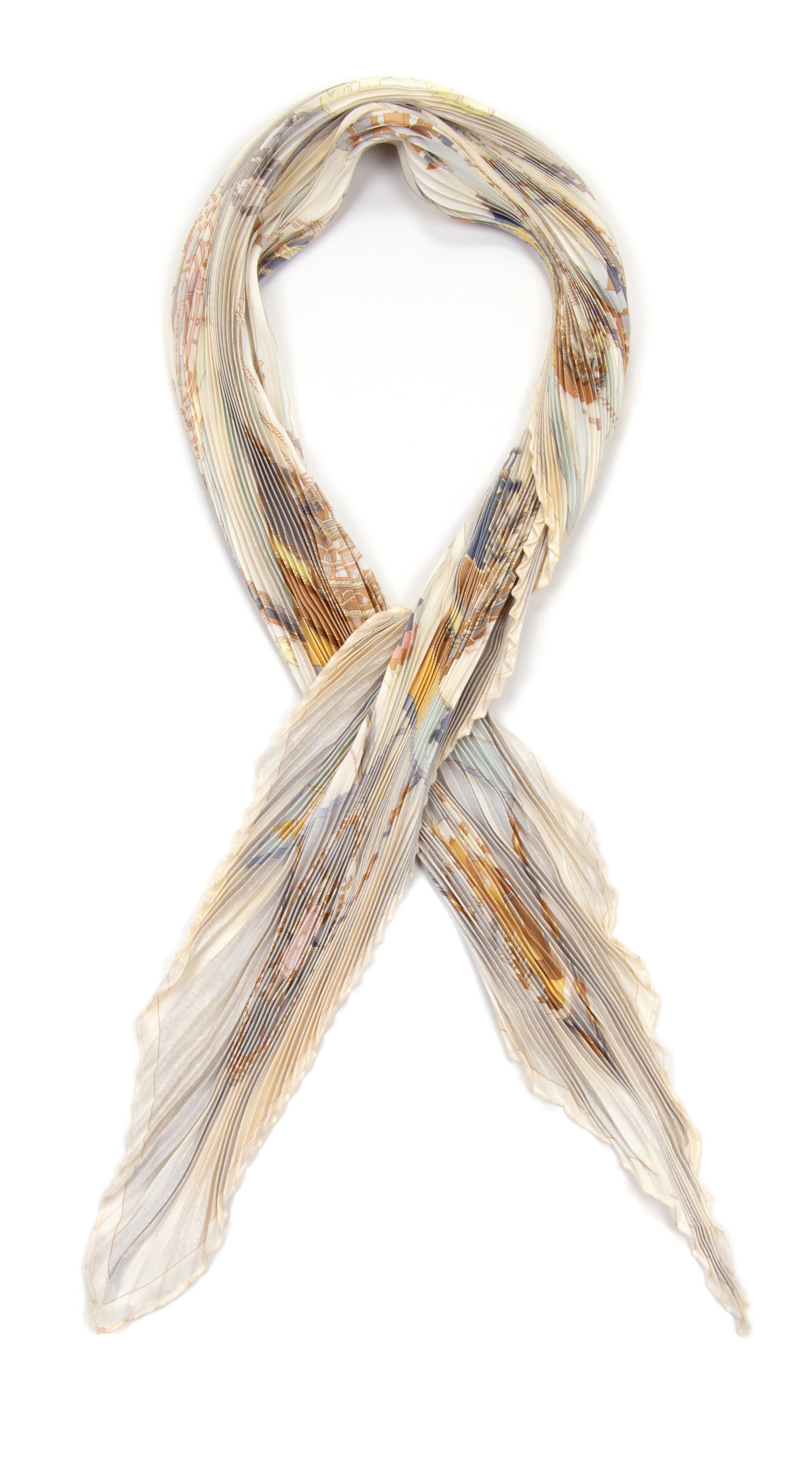 An Hermès Plissé Silk Scarf, 36" x 36".