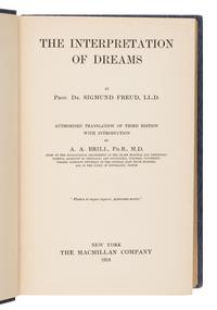 Freud, Sigmund (1856-1939). The Interpretation of Dreams...Authorised Translation of Third Edition with Introduction by A.A. Brill . New York: The Macmillan Company, 1913.