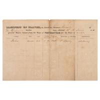 [ENSLAVEMENT]. Ship's manifest documenting the conveyance of one enslaved person named John. March 1844.