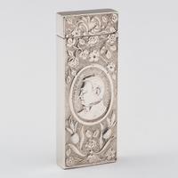 Coin Silver Match Safe Featuring Portrait of Zachary Taylor and Famous Phrase, "A Little More Grape"