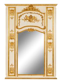 A Pair of Louis XVI Style Cream-Painted and Parcel Gilt Mirrors