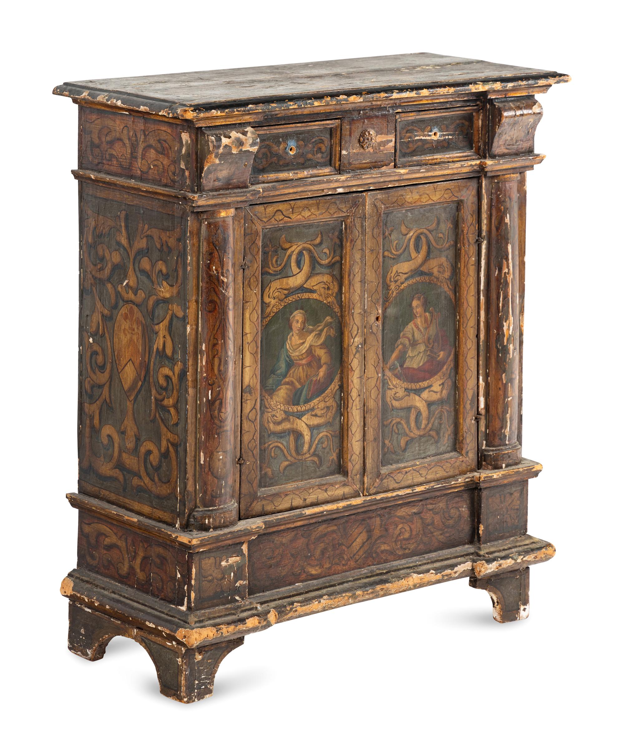 An Italian Painted Console Cabinet