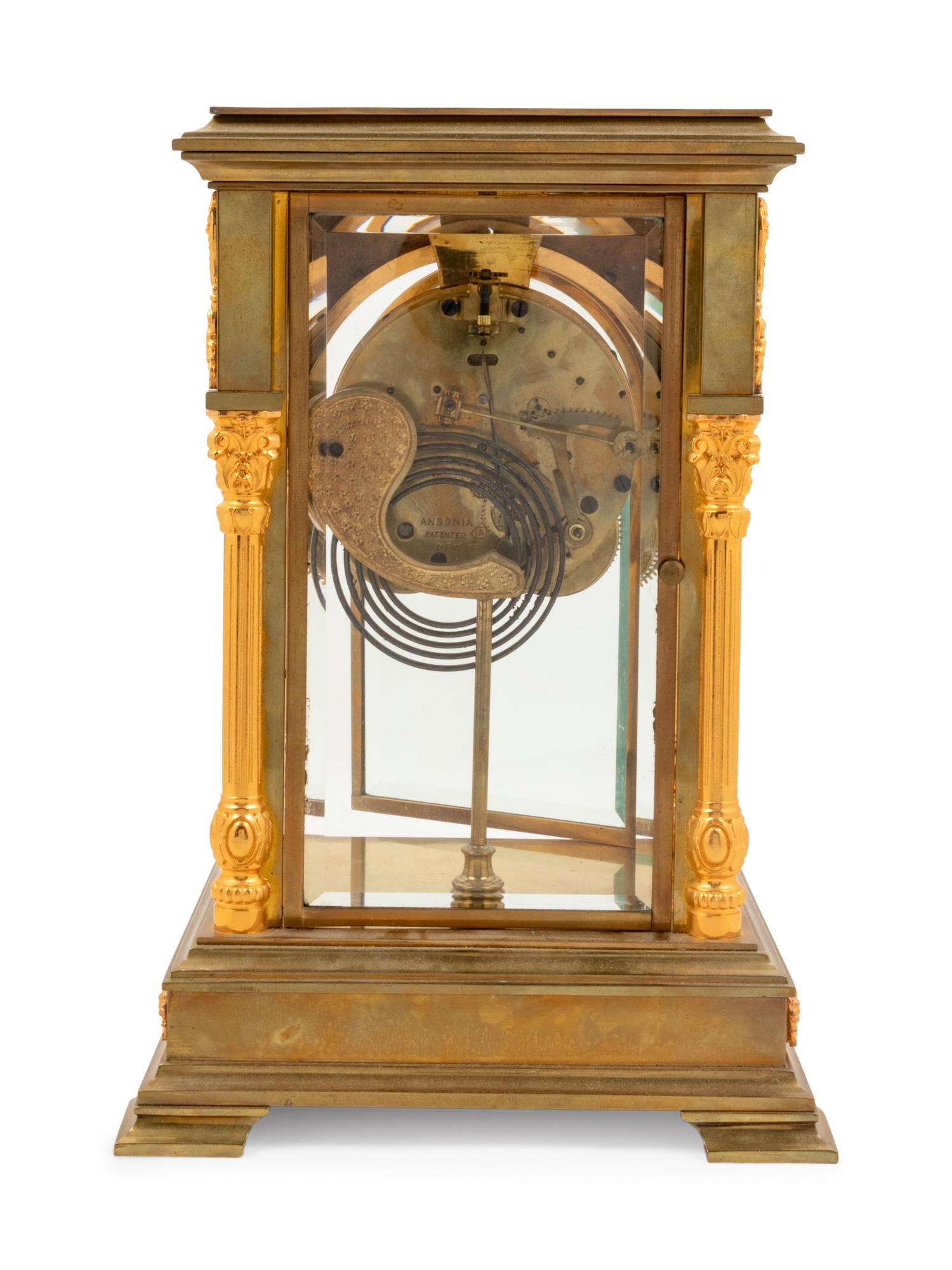 An Ansonia Sirius Gilt Metal and Crystal Regulator Clock