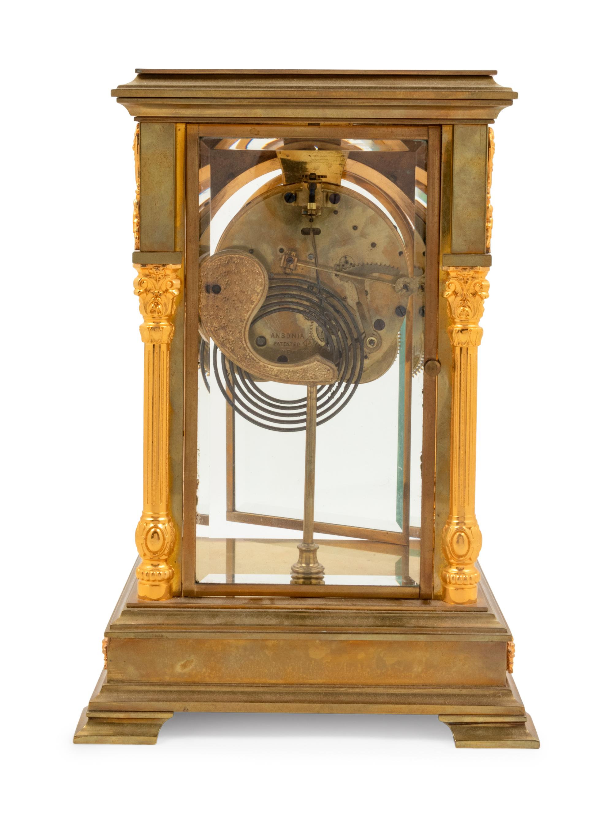 An Ansonia Sirius Gilt Metal and Crystal Regulator Clock