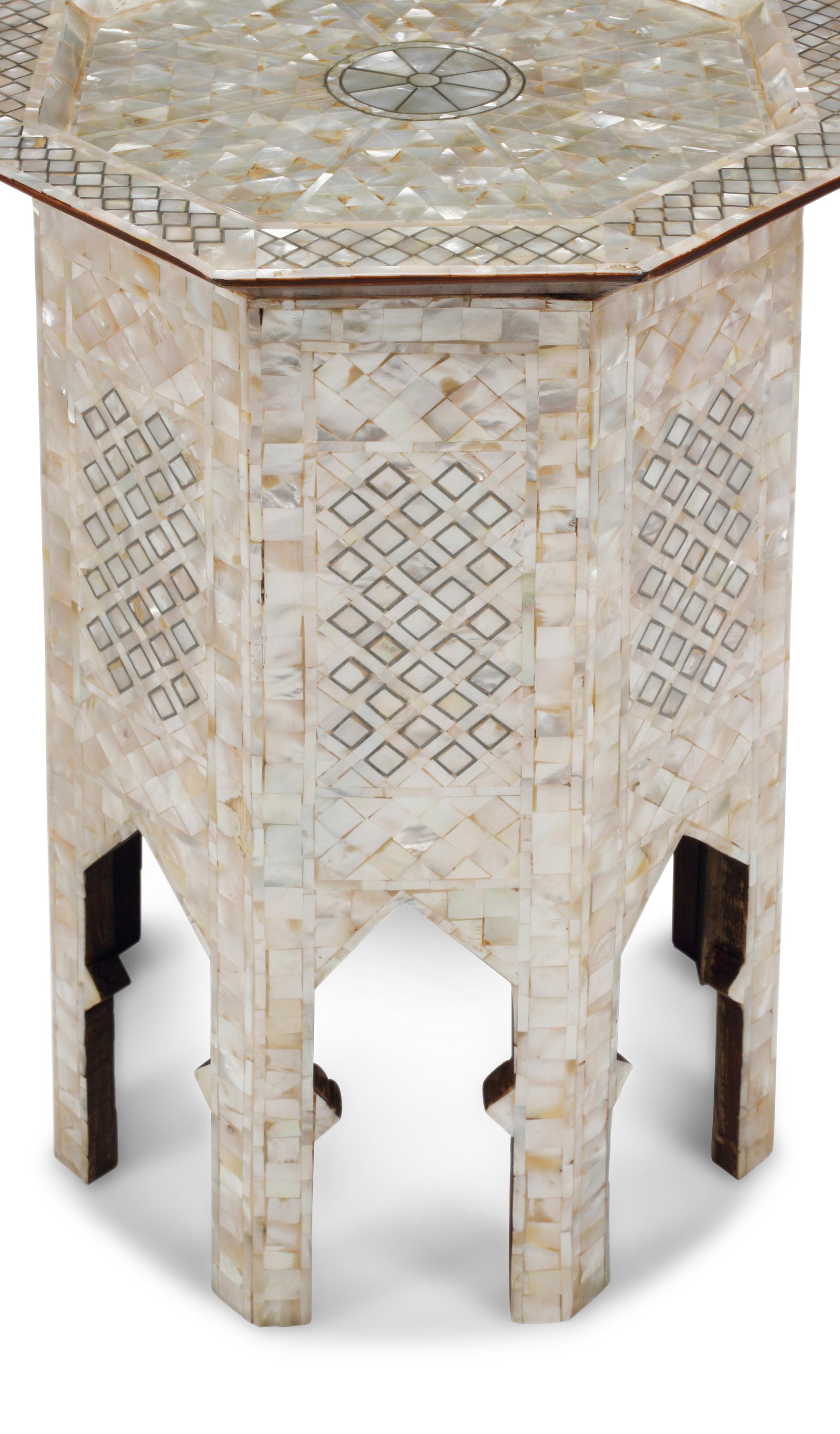 A Pair of Levantine Mother-of-Pearl Inlaid Octagonal Tables