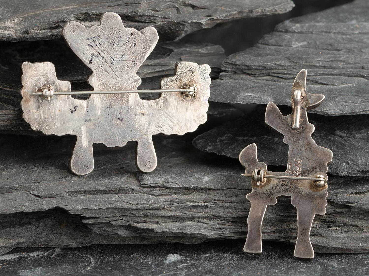 Zuni Mosaic Inlay Sun Face and Deer/Antelope Pin