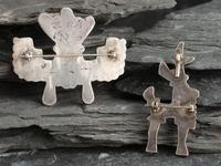 Zuni Mosaic Inlay Sun Face and Deer/Antelope Pin