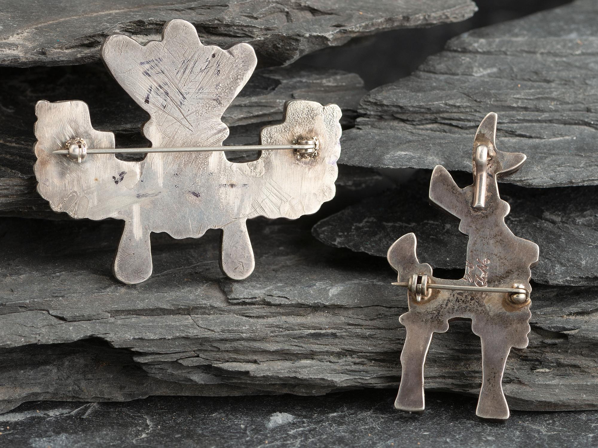 Zuni Mosaic Inlay Sun Face and Deer/Antelope Pin