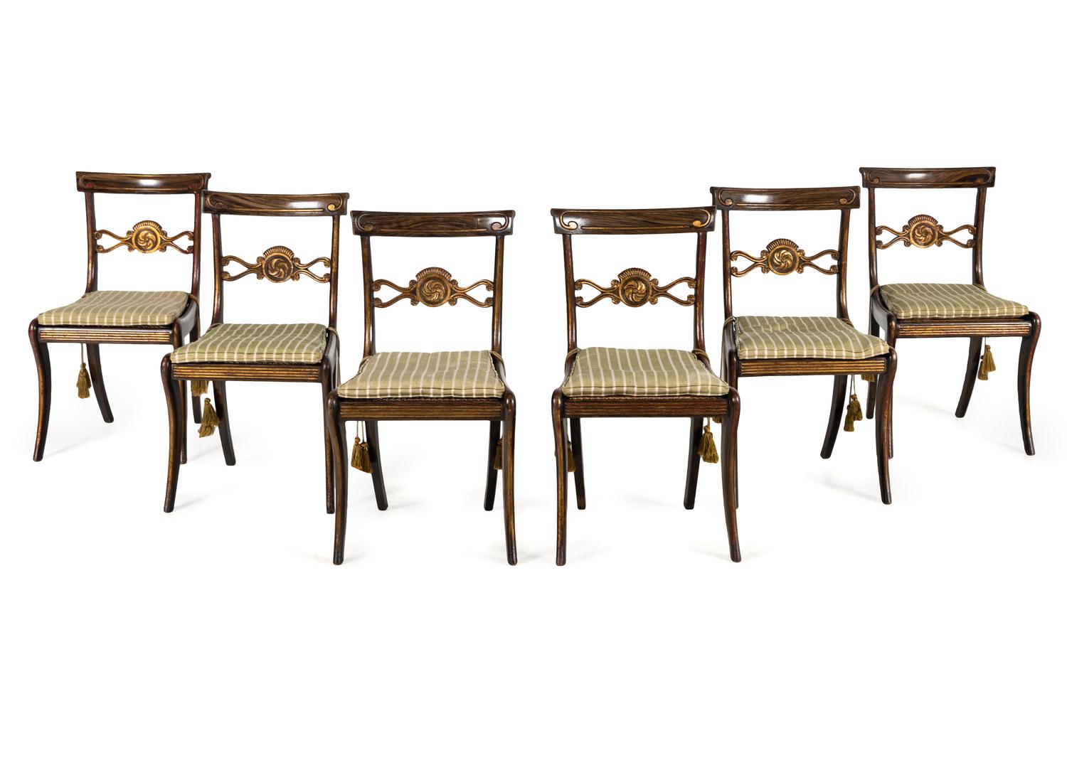 A Set of Six Regency Mahogany Side Chairs