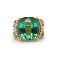H. STERN, GREEN TOURMALINE AND DIAMOND RING