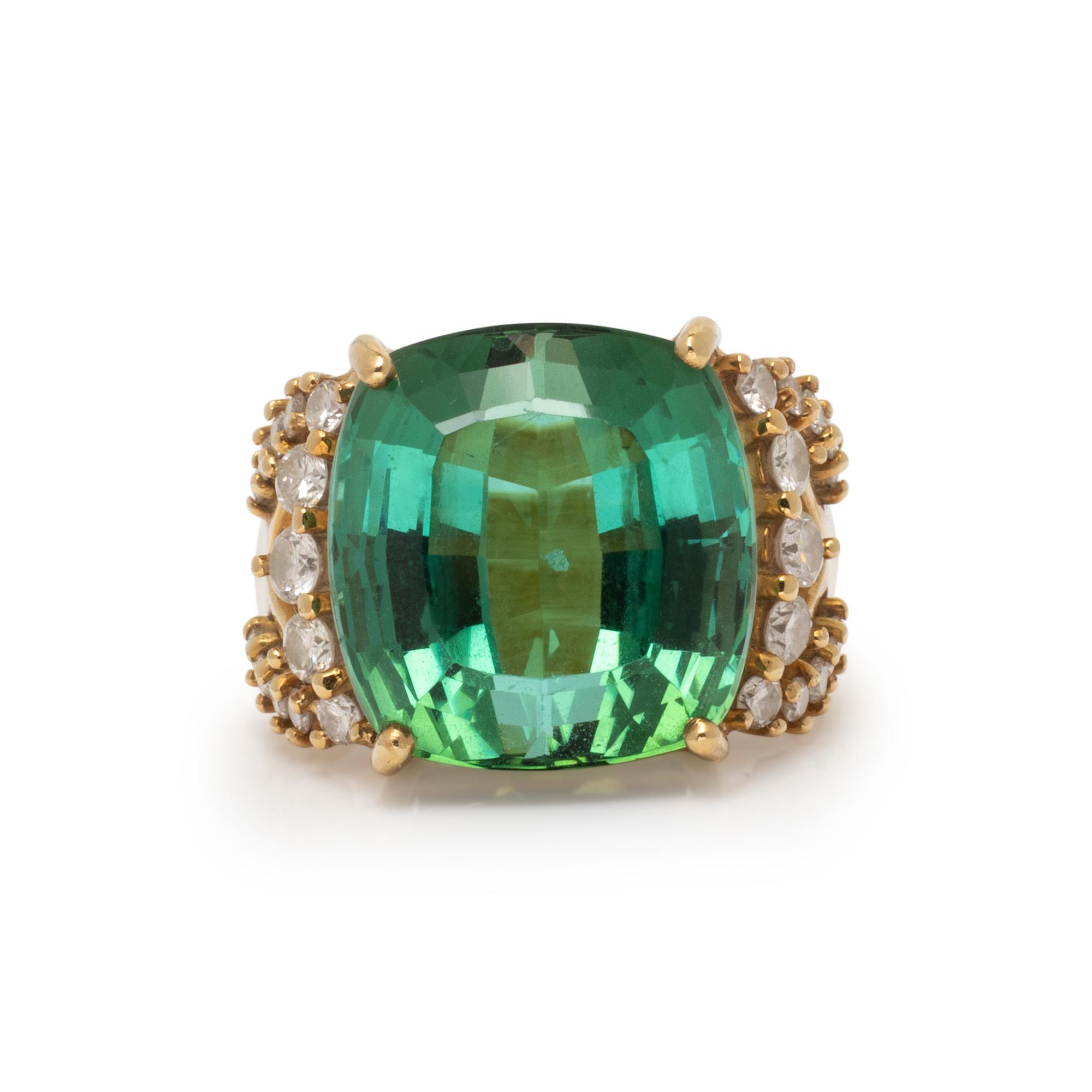 H. STERN, GREEN TOURMALINE AND DIAMOND RING