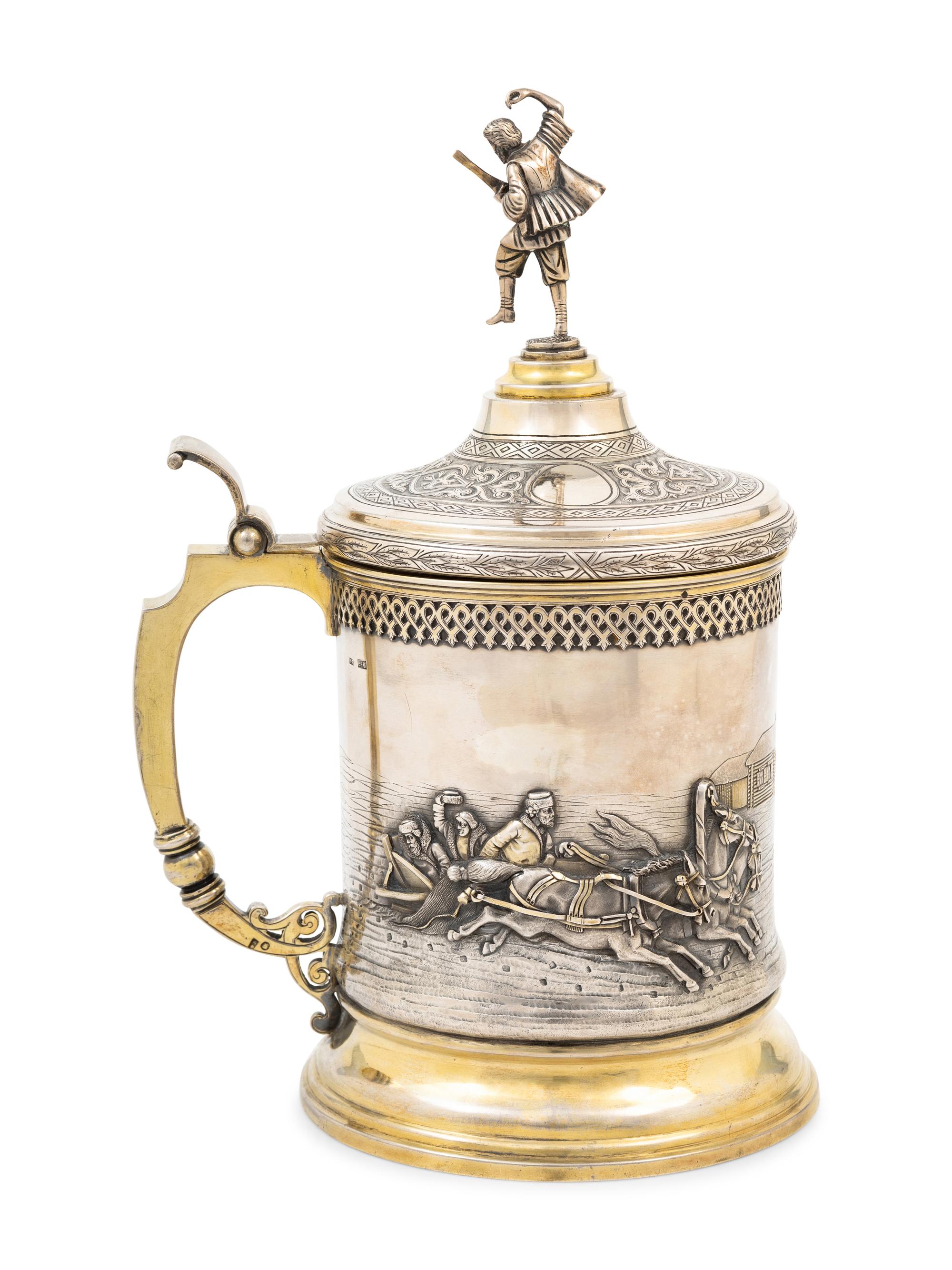 A Large Russian Silver Tankard