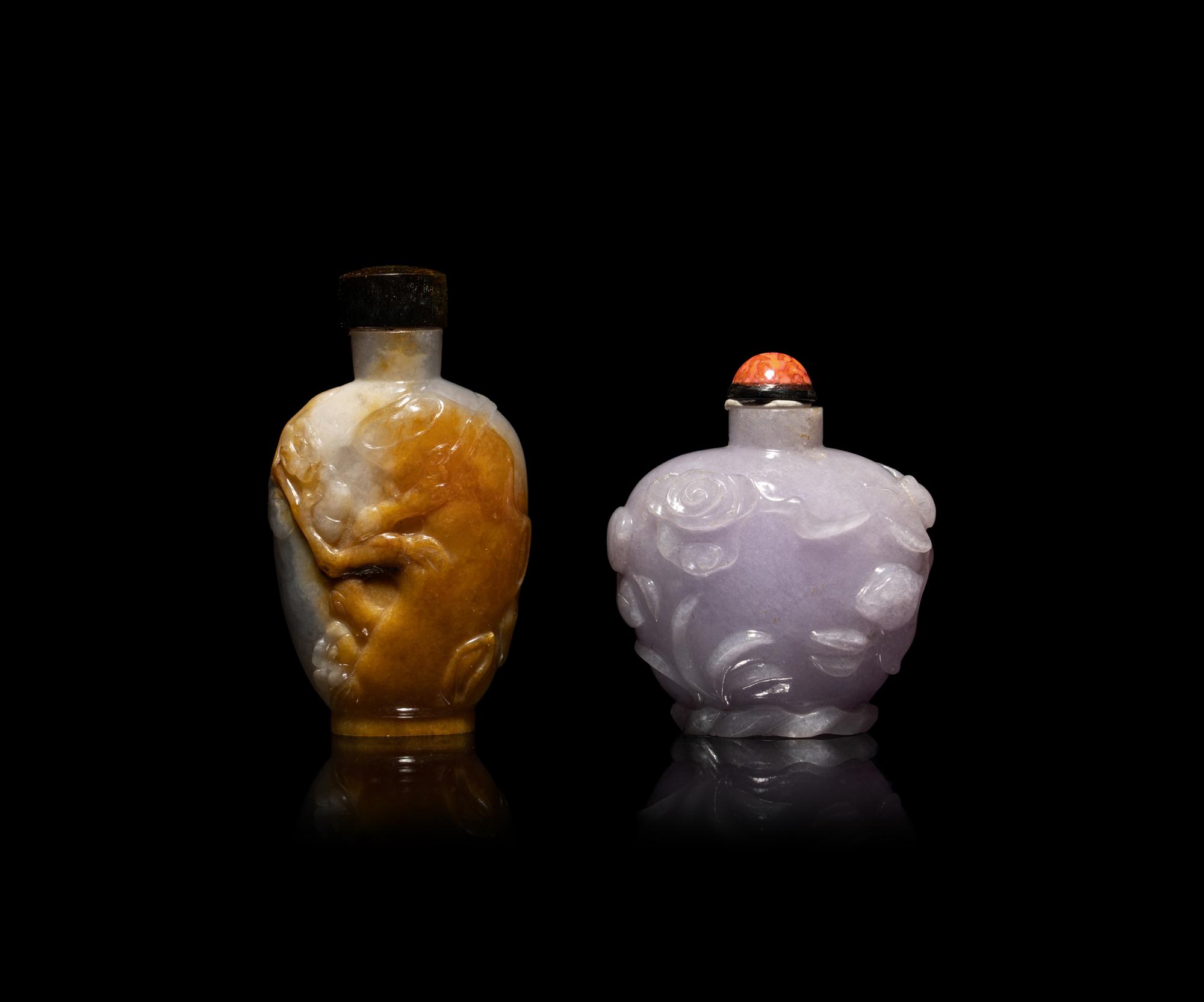 Two Chinese Jadeite Snuff Bottles