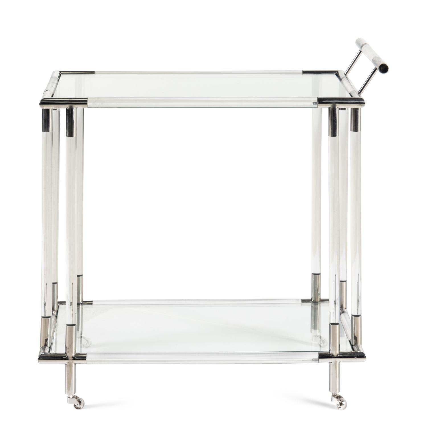 A Contemporary Acrylic and Chrome Bar Cart