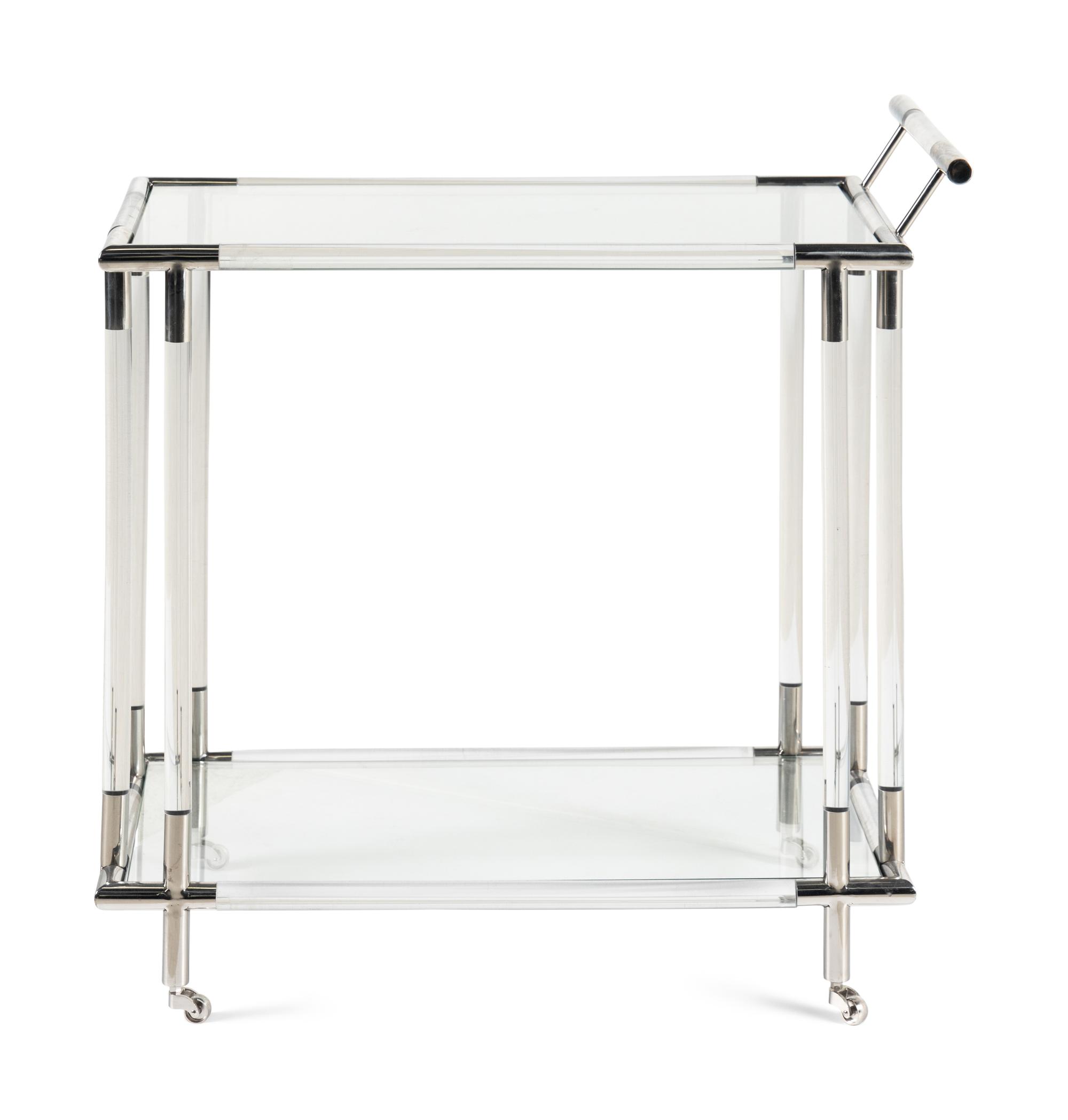 A Contemporary Acrylic and Chrome Bar Cart