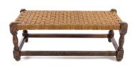 An Oak Bench Height 11 3/4 x width 30 1/4 x depth 13 1/4 inches.