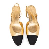 Chanel, Metallic Gold Leather Slingback Flats