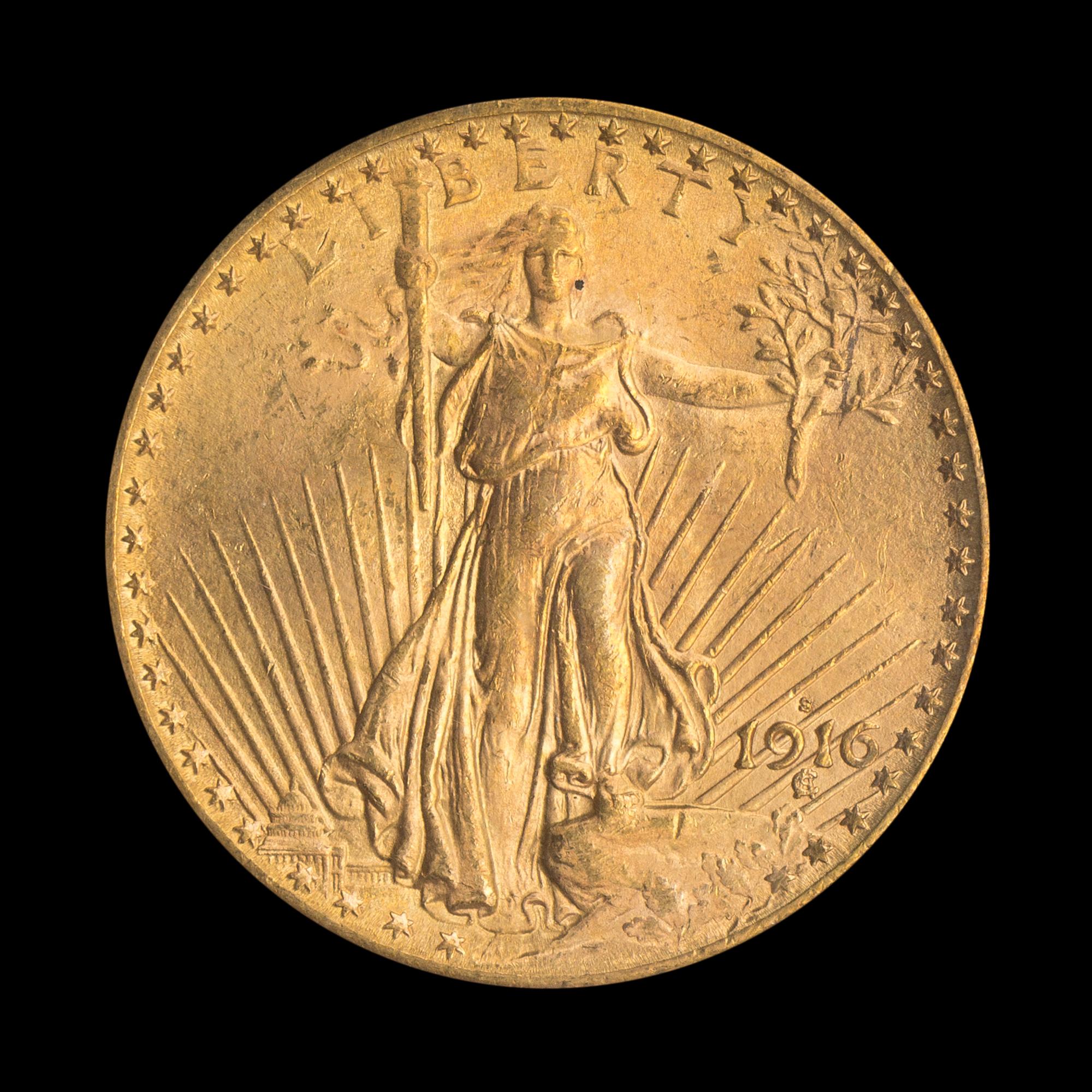 A United States 1916-S St. Gaudens $20 Gold Coin