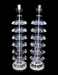 A Pair of Contemporary Acrylic Table Lamps