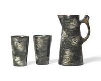 A Wedgwood Silver-Plate Mounted Glazed Stoneware Beverage Service