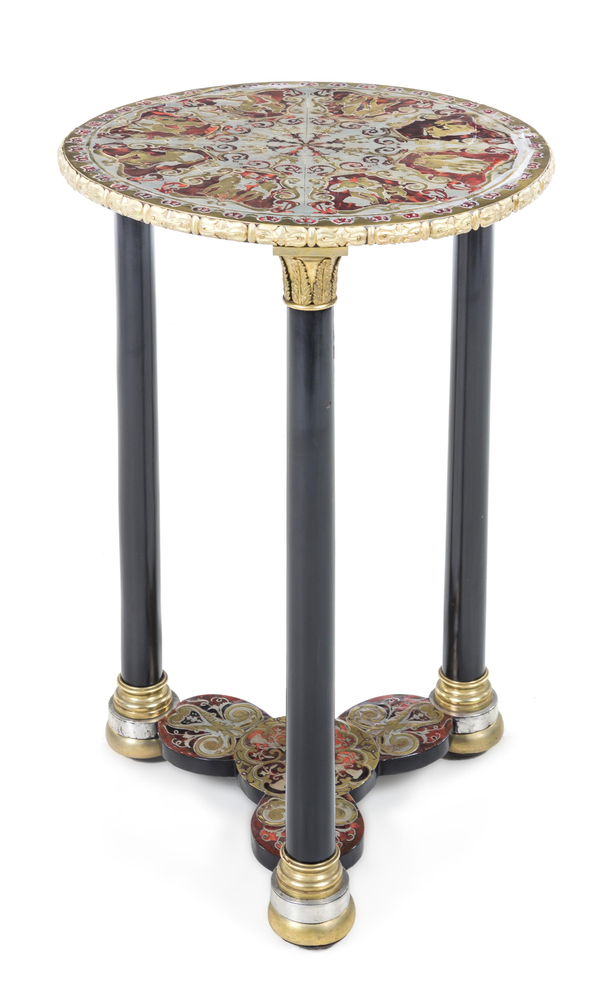 A Napoleon III Style Boulle Marquetry Side Table Height 29 1/2 x diameter of top 20 1/4 inches. — 20TH CENTURY