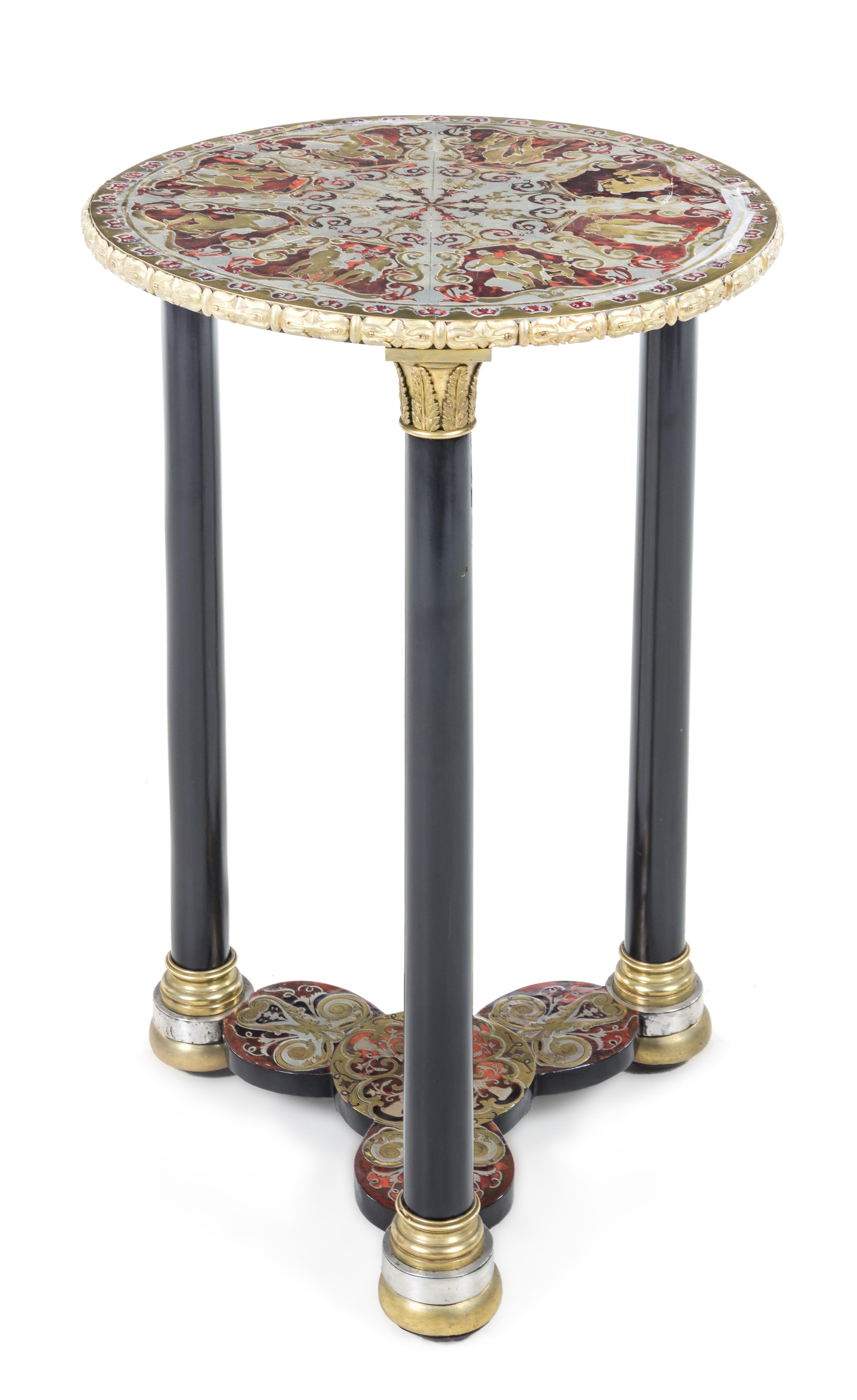 A Napoleon III Style Boulle Marquetry Side Table Height 29 1/2 x diameter of top 20 1/4 inches. — 20TH CENTURY