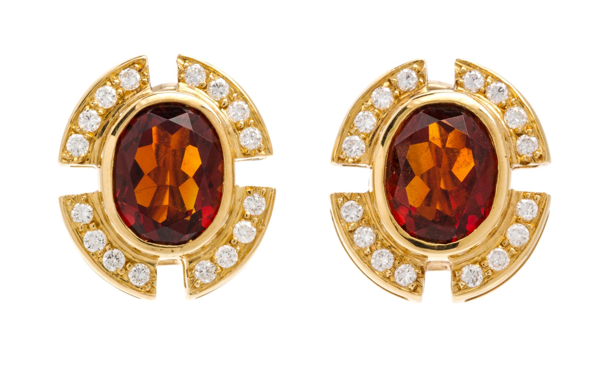 A Pair of 18 Karat Yellow Gold, Citrine and Diamond Earclips, H. Stern, 5.60 dwts.