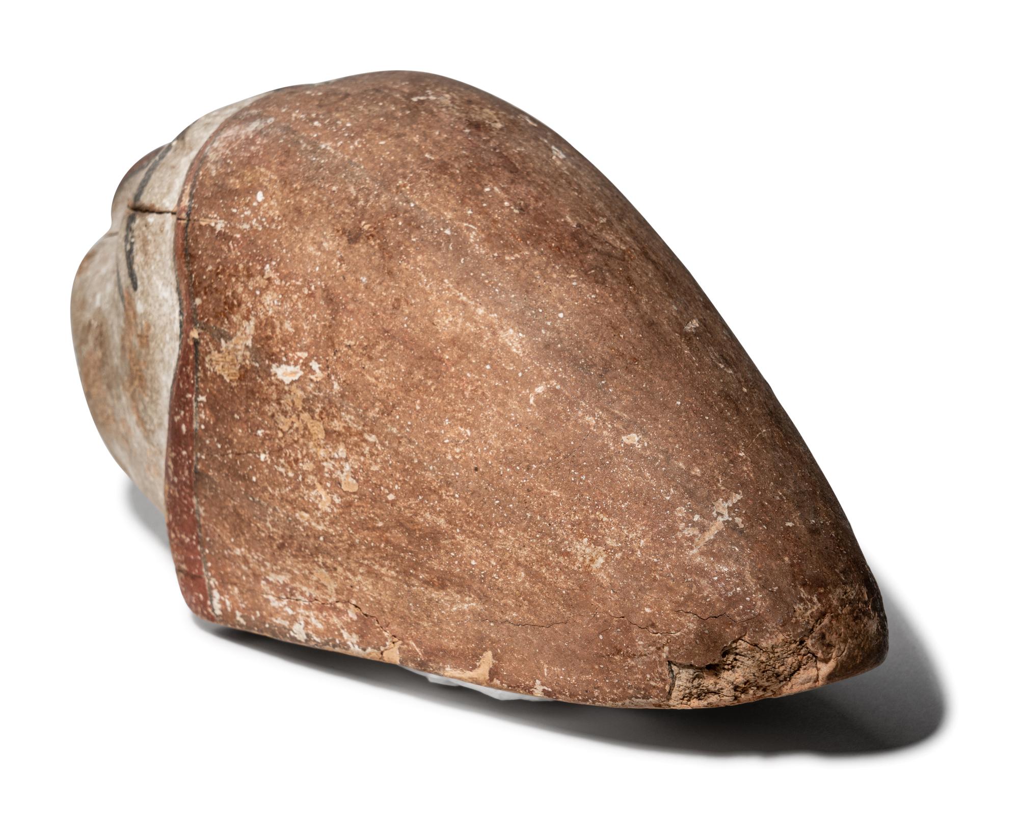 An Egyptian Polychrome Wood Head of a Lion