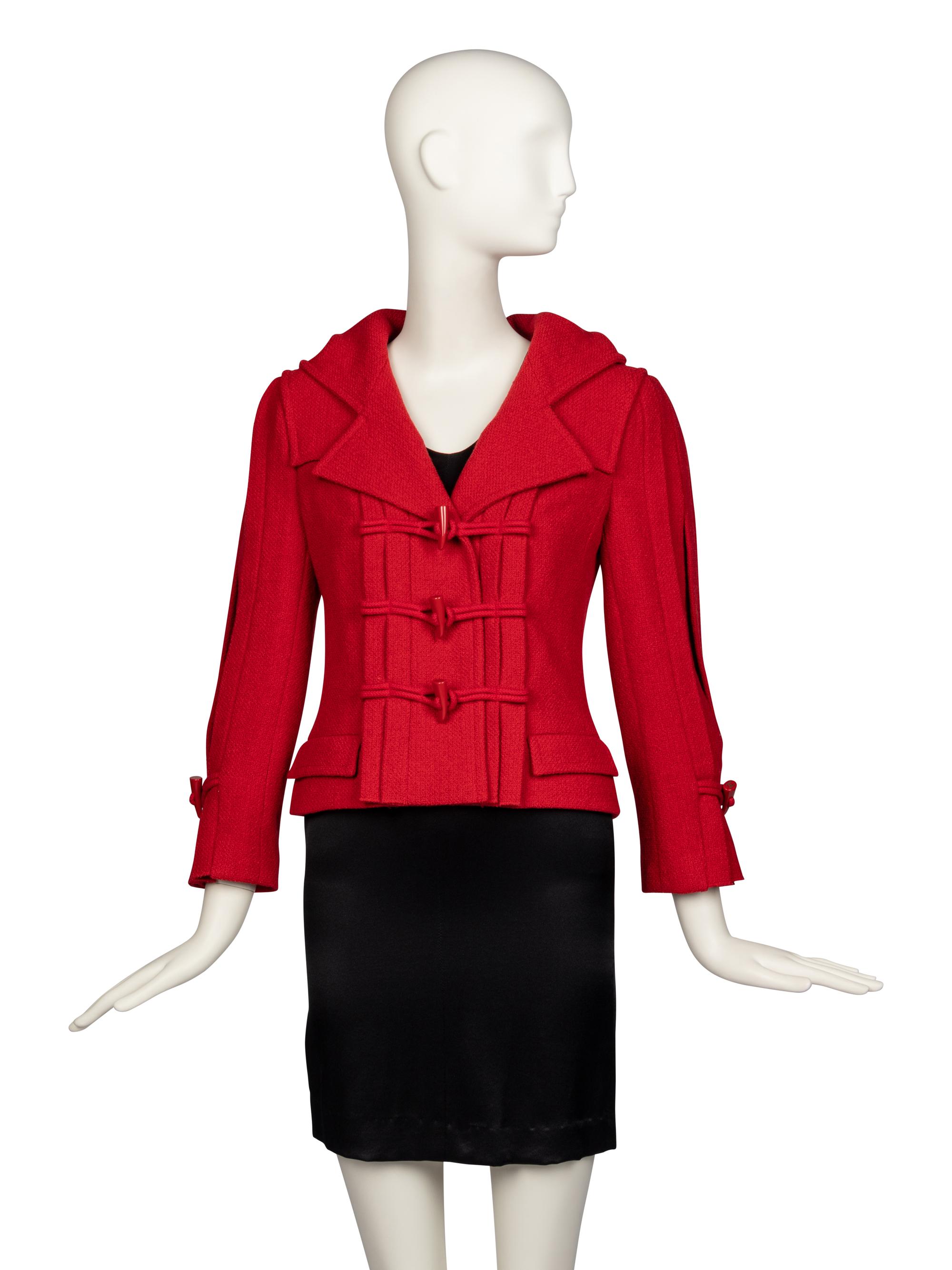 Chanel Red Wool Duffle Jacket, 2006