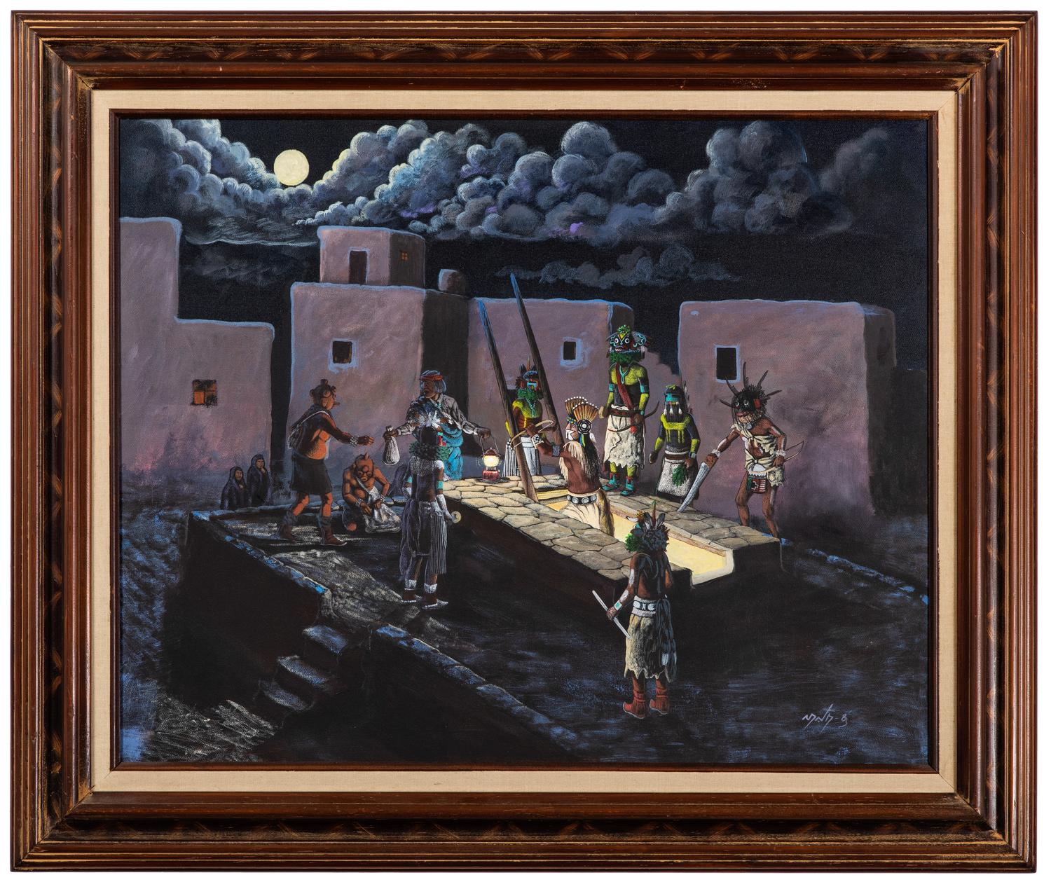 Lot is located and will ship from Cincinnati, Ohio. untitled , katsinas emerging from the kiva, 1983