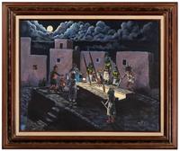 Lot is located and will ship from Cincinnati, Ohio. untitled , katsinas emerging from the kiva, 1983
