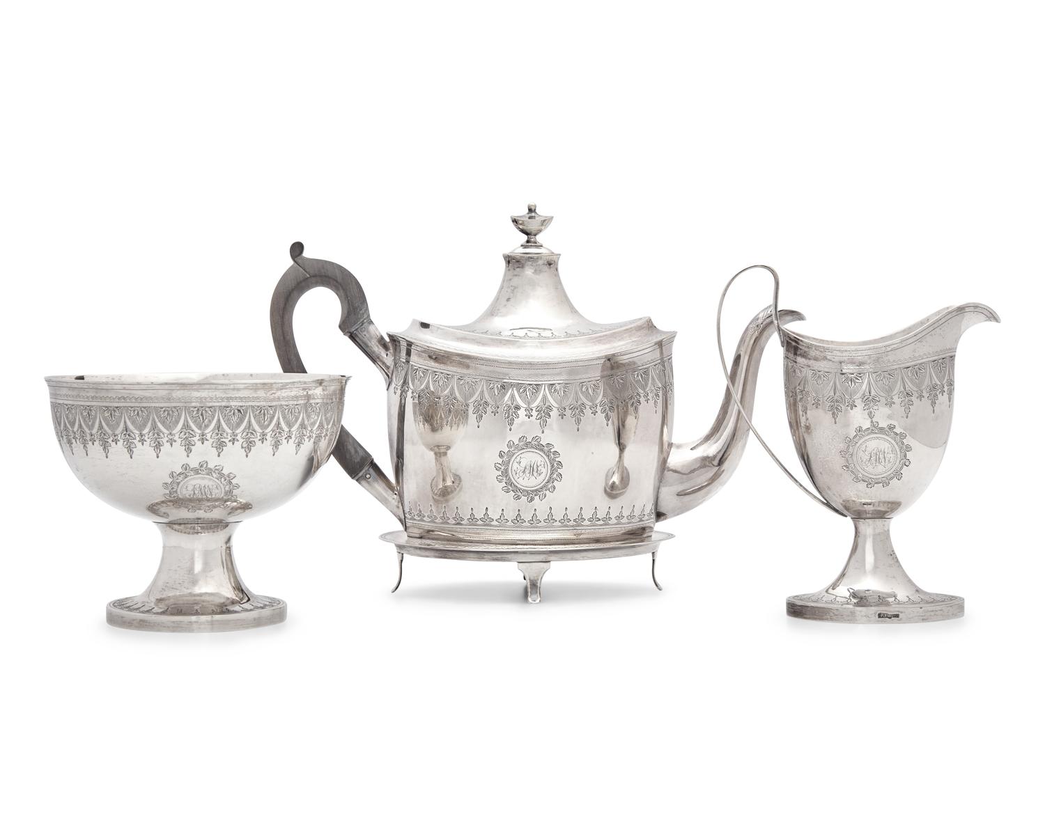A Federal Four-Piece Silver Tea Service