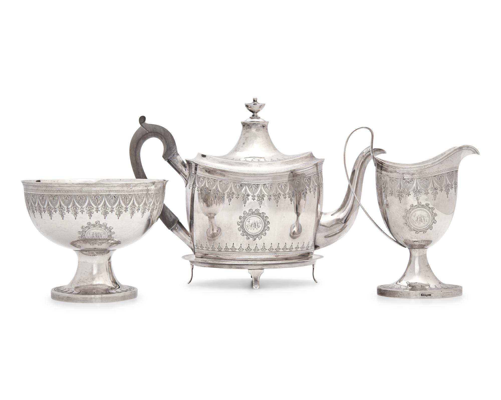 A Federal Four-Piece Silver Tea Service